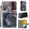TOMYOU Cover per Samsung Galaxy A54 5G, gatto e tigre | Antiurto Protettiva Portafoglio, Slot per Schede, Magnetica, Custodia in Pelle PU, Libro Flip,Funzione Stand