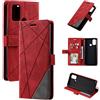 QiongniAN Custodia per Oppo A53 2020,Custodia in Pelle Custodia per Oppo A53S 2020,Custodia per Oppo A53 2020 CPH2127 / A53S 2020 CPH2135 / A32 2020 PDVM00 / A33 2020 Custodia Cover Case Red