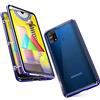 Gypsophilaa Custodia per Samsung Galaxy M31 Cover Magnetica Adsorbimento Case Bumper Metallo Ultra Sottile 360 Gradi Full Body Anteriore e Posteriore Trasparente Vetro Temperato Protezione Cover