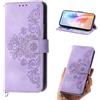 Auslbin Custodia a Fiori per Motorola Moto G73 5G, Custodia Vintage in PU Pelle con 5 Scomparti per Carte, Custodia Flip Protettiva, Viola