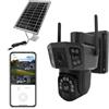 Zunate Telecamere di Sicurezza Solare All'aperto, Sistemi di Sicurezza Domestica a Doppia Lente da 8 MP con Rilevamento e Monitoraggio Automatico Umano, Supporta la Scheda SIM 4G (Versione UE)