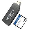 Onefavor USB Lettore Schede CF Card Reader Adattatore per Schede di Memoria Compatibile con Windows 11 10 (con scheda CF 64M)