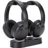 Yanmis Doppie Cuffie Wireless per Guardare la TV, Cuffie TV Stereo HiFi V5.4 con Base di Ricarica del Trasmettitore per Anziani, Voce Chiara e Bassa Latenza
