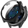 FTRONGRT Cover per Garmin Forerunner 965, PC + Pellicola Temperata Schermo, Protezione All-Inclusive, Resistente Agli Urti, Custodia pe Garmin Forerunner 965 Smartwatch.Nero