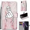 TOMYOU Cover per iPhone XR, Mani rosa | Antiurto Protettiva Portafoglio, Slot per Schede, Magnetica, Custodia in Pelle PU, Libro Flip,Funzione Stand