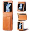 FTRONGRT Cover per Samsung Galaxy Z Flip 5, PC + PU, con Slot per Schede, Anti-Caduta, Antiscivolo, Custodia per Samsung Galaxy Z Flip 5 - Giallo