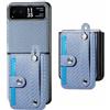 FTRONGRT Cover per Motorola Razr 40, Struttura in Fibra, PC, con Portacarte, Supporto per il Polso, Antigraffio, Anticaduta Custodia Protettiva per Motorola Razr 40.Blu