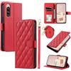 Elubugod Compatibile con Sony Xperia 5 Custodia,Flip Custodia in Pelle Compatibile con Sony Xperia 5 J8210 J8270 J9210 Custodia Cover Red