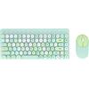ciciglow Combinazione Tastiera e Mouse Colorati, Set Tastiera e Mouse Wireless 2.4G USB 86 Tasti Retro Round Cute Keycap 1200 DPI per Computer, Laptop, PC Desktop, Mac(Verde)