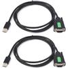 Waveshare Industrial USB To RS232 Serial Adapter Cable(2 PCS), USB Type A To DB9 Male Port, FT232RL Chip, 1.5m, For Industrial Control Equipments & Applications With High Communication Requirement