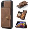 HERCN PU Custodia in Pelle per iPhone XS Max 6.5;Porta Carte Rimovibile -Cavalletto -Cover per Cellulare Funzionale con Piccolo Portafoglio Magnetico Unico. (Marrone)