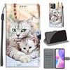 TOMYOU Cover per Honor X8 4G / X30i / Play 6T Pro, due gatti | Antiurto Protettiva Portafoglio, Slot per Schede, Magnetica, Custodia in Pelle PU, Libro Flip,Funzione Stand