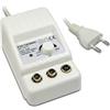 METRONIC 332187 Amplificatore Antenna TV Digitale Terrestre Interno - Potenziatore di Segnale con Alimentatore - Splitter per Impianti Televisivi Compatibile 4G/5G, 24 dB, 2 Uscite Presa TV 9,52 mm