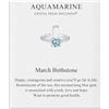 Philip Jones Anello regolabile con pietra portafortuna di marzo (acquamarina) creato con cristalli Zircondia®