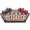 Sunrise Chess & Games Large 3 Player Chess Set - 54cm Hexagonal Board with Edge Numbers, Brown, White And Red Pieces