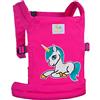 HappyVk Porta Bambole per Bambini- Accessori per Bambole -Rosa Unicorno | Comode spalline imbottite regolabili, indossate sul davanti o sul retro, accessori per bambole reborn, marsupio per bambini