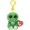 TY - Anello porta chiavi di Peluche - Beanie Boos Clips - Tartaruga - Turbo - Verde e Marrone - Con occhioni dorati glitter - Il peluche con gli occhi grandi scintillanti - 12 Cm - 35250
