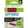 Dymo d1 - standard etichette - nero su rosso - 12mm x 7m