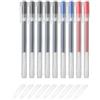 Muji, confezione da 9 penne a sfera a inchiostro gel, 0,38 mm, contenente 5 penne nere, 2 blu, 2 rosse