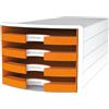 HAN Cassettiera portadocumenti HAN IMPULS 2.0 - Design accattivante abbinato a una qualità eccellente. Con 4 cassetti aperti per DIN A4/C4, bianco-arancione, 1013-51