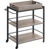 VASAGLE Carrello da Cucina con Vassoio Rimovibile, 40 x 72 x 86 cm | Carrello Portavivande Fisso o con Ruote, Struttura in Acciaio, Greige e Nero Inchiostro, Collezione BARNET LRC072B02V2