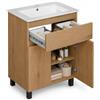 paplinskimoebel - Lavabo ARIZA con mobile largo 60 cm, Lavabo con mobile a 2 ante, Set di mobili da bagno - Legno/Quercia Lancillotto
