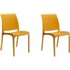 HOUSE COLLECTION , SEDIE VOLGA, SENZA BRACCIOLI, IN POLIPROPILENE, SENAPE, DESIGN IMPILABILE, (BCA175x2)