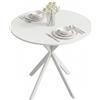 HOMCOM Tavolo da Pranzo Rotondo Ø80 cm per 2-4 Persone Bianco | Tavolo da Cucina, Piano Effetto Legno, Gambe a Croce in Acciaio, Tavolino da Soggiorno e Sala da Pranzo, Stile Industriale