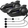 SWAREY Kit a 2 pezzi di auricolare Bluetooth per motocicletta, sistema di comunicazione per casco, interfono per motocicletta, resistente all'acqua (IP67) con radio FM, per 2 conducenti, portata fino a 1000 metri