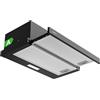 magicplux Cappa aspirante Telescopica 60 cm Nero - 370 m³/h, Classe A, LED, 60/65 dB, Estrazione/Ricircolo, Filtro al Carbone Incluso
