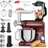 Fentic 6 in 1 Impastatrice Planetaria - 2000W - Con Tritacarne, Frullatore da 1,5L, Tagliaverure, Accessori Extra - Robot da Cucina con Ciotola 6.2L, Frusta, Gancio Impastare, Mescolatore (Rosso)