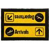 CKB Ltd® - Zerbino unico con aerei e scritta inglese "Arrivals and departures", per ingresso principale e secondario, base antiscivolo in PVC, fibra di cocco naturale, per interni ed esterni