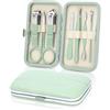 LifHap Set per manicure, in acciaio inox, professionale 7 in 1, tagliaunghie incarnite, kit per pedicure e tagliaunghie dei piedi, forbici spesse per unghie, articoli da toeletta con tagliacuticole (verde)