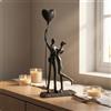 Statua di Coppia che Si Abbraccia Ghisa Coppia Abbracciata Base Rettangolare