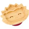 bamboo bamboo Piatto Baby E Bambini Piatto Bambù Riccio Con Suzione Sicura Per Pasti Svezzamento Antiscivolo Da 6 Mesi (Riccio, Ciliegia)