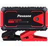 Povasee Booster Avviamento Auto, 5000A Avviatore Emergenza per Auto per Veicoli 12V (Fino a 10L Gas/8L Diesel), Avviatore Batteria Auto con LED a 2 Uscite USB, Jump Starter Auto con Cavi di Emergenza