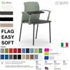 SEIPO FLAG POLY EASY SOFT FL0026N Sedia SEDUTA imbotitto 4 gambe in acciaio Telaio nero con braccioli e tavolleta SEIPO TESSUTO V