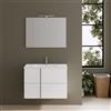 Parama Mobile da bagno sospeso 100cm bianco lucido con lavabo in ceramica e specchio | Hoia