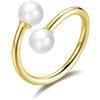 Philip Jones Anello con doppia perla regolabile placcato oro