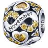 ShiYu Charms in argento sterling con pietre di nascita di novembre per braccialetto Pandora con cubi di zirconia