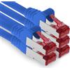 1aTTack.de - 5x 0,25 m cavo patch CAT6 S/FTP PIMF schermatura CAT.6 cavo di rete RJ45 cavo Ethernet DSL router LAN switch modem pannello patch - blu - 5 pezzi