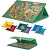 LUPATDY Tavola per puzzle portatile con 6 scomparti colorati, con supporto per puzzle 2 in 1 e copertura, piattaforma leggera con impostazioni di angolazione, vassoio per puzzle (verde)
