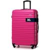 WITTCHEN Valigia da viaggio grande trolley valigia check-in guscio rigido ABS 4 ruote piroettanti chiusura a combinazione maniglia telescopica Groove Line rosa Ryanair/ITA Airways/easyJet/Wizz Air