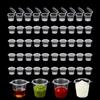 Sixinfeto 50 Pezzi Contenitori di Plastica con Coperchio da 25 ml Barattoli per Alimenti e Congelatore Piccoli Contenitori da 1 oz per Salse Dips e Spezie