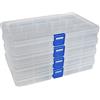 Qualsen Scatole Plastica con Coperchio, 15 Scomparti, Trasparente x 4 Pezzi | Scatola porta Oggetti Porta Minuteria con Divisori Regolabili, Trasparenti per Viti, Perline, Gioielli