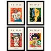 Nacnic Set di 4 illustrazioni di Matisse. Ritratti. Raccolta di illustrazioni colorate in stile Galleria d'arte. Decorazione d'interni. A4 con cornice nera.