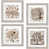 Lupia - Set 4 Quadri in Ceramica stampa in rilievo vivida, TREE Albero della Vita, Cornice Modern Legno Shabby Chic Beige, Decorazione Parete, Idea Regalo, 18x18cm o 29x29cm, Made in Italy 29x29 cm