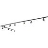 GrecoShop Sistema Binario Monofase 10 Faretti GU10 50W con Lampadine Incluse, Orientabili, Alluminio Nero 500 cm - Illuminazione Moderna per Cucina, Soggiorno, Ufficio e Spazi Aperti