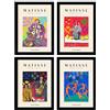 Nacnic Set di 4 illustrazioni di Matisse. Eventi. Raccolta di illustrazioni colorate in stile Galleria d'arte. Decorazione d'interni. A4 con cornice nera.