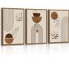 FajerminArt 3 Pcs Quadri Moderni Nordico Geometrico Linee Stampa Su Tela Con Cornice, Quadro Musulmano Arabo Islamico Calligrafia Poster Pittura su tela Decorazione Murale Soggiorno Camera da letto 30x40cmx3 Pcs